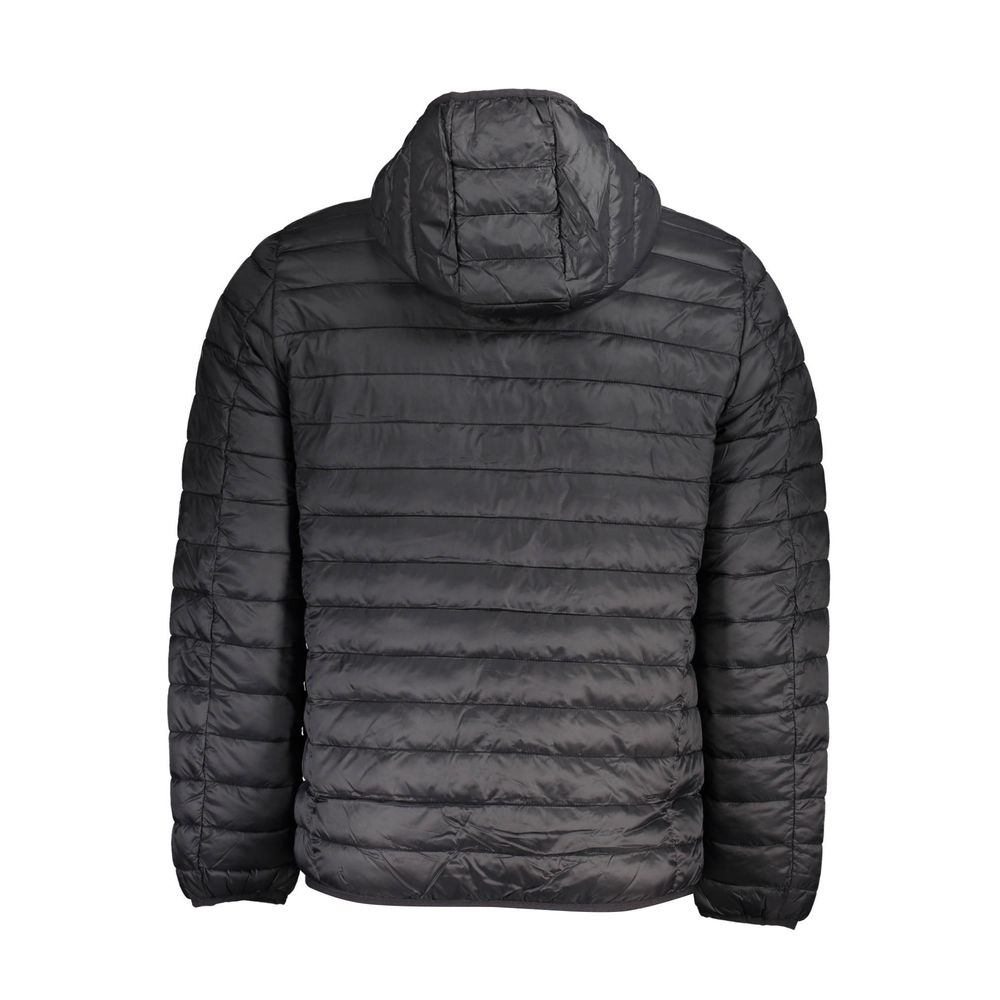 Norway 1963 black polyamide men's jacket displayed on a hanger, featuring a sleek, lightweight design suitable for casual wear.