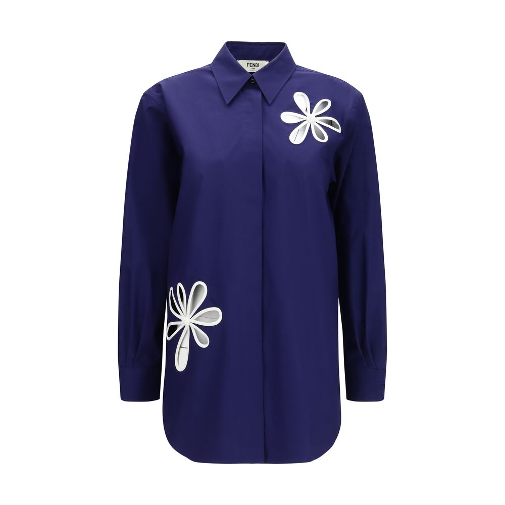 Fendi Blue Cotton Shirt Fendi