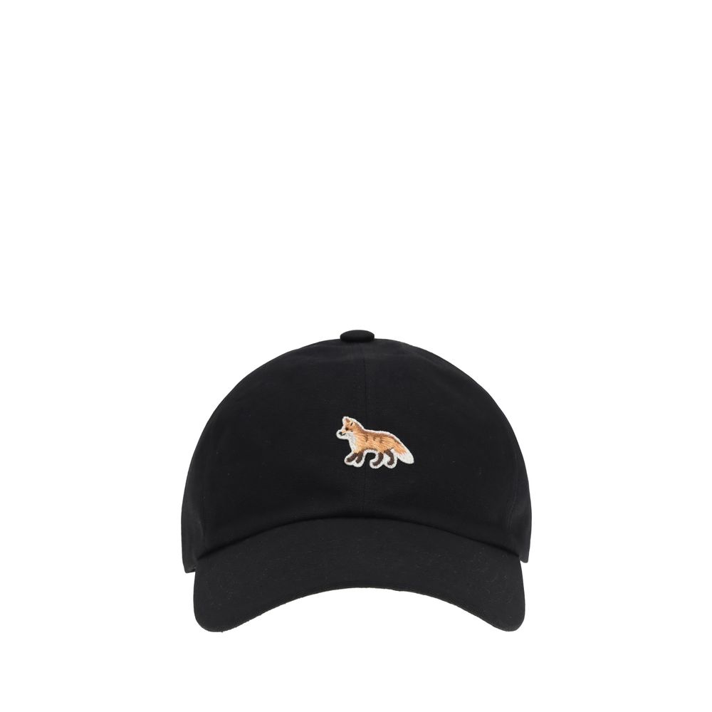 Maison Kitsuné Black Cotton Cap Baseball Hat
