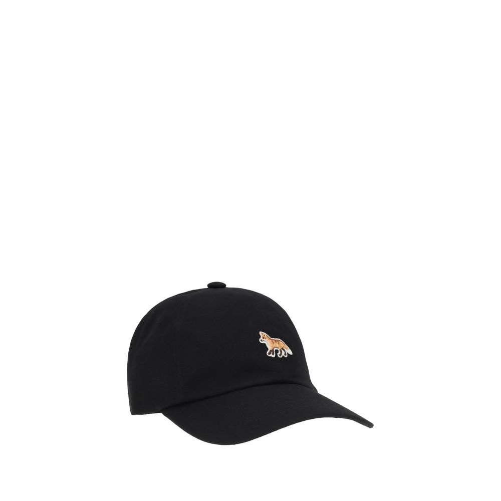 Maison Kitsuné Black Cotton Cap Baseball Hat