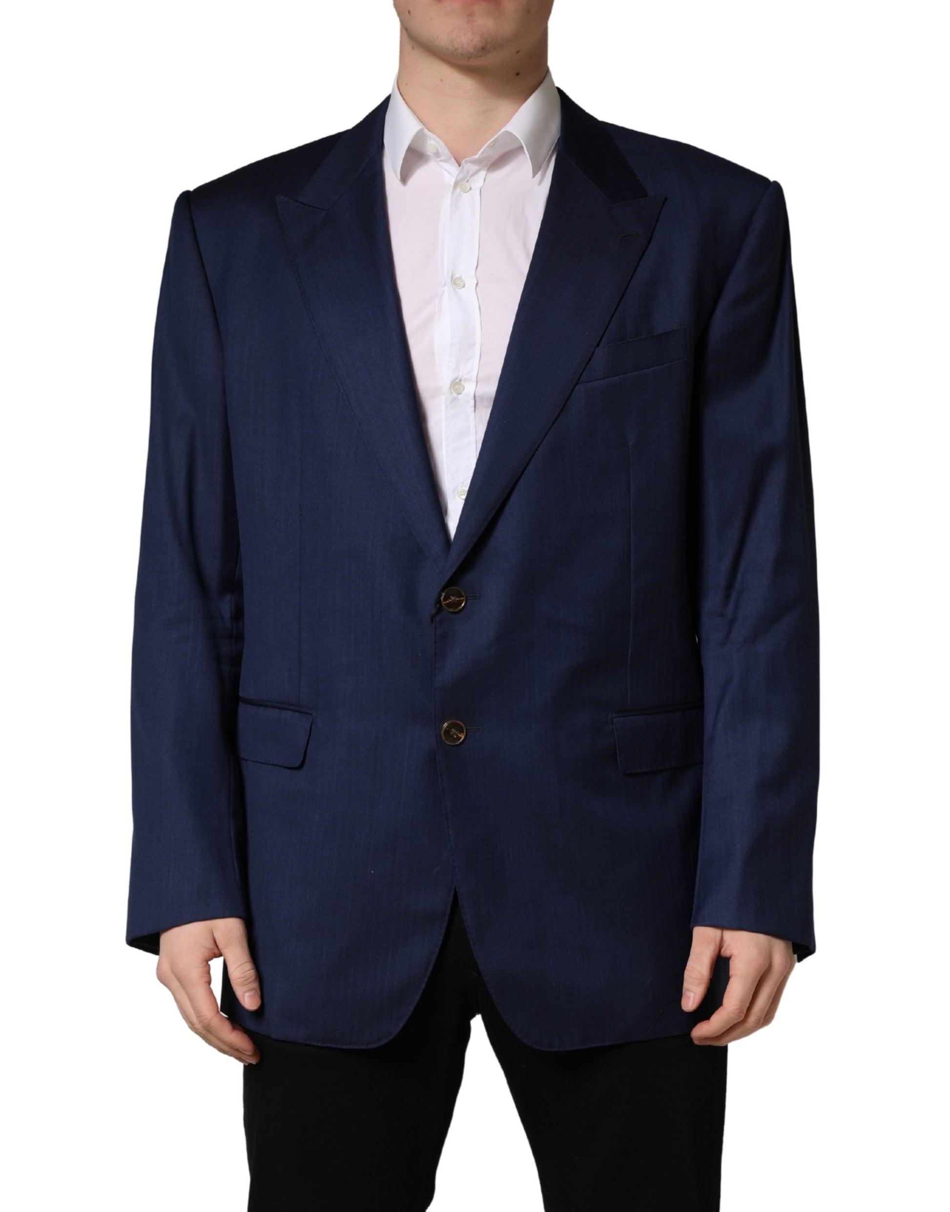 Dolce & Gabbana Blue Single Breasted 2 Button Suit Jacket Dolce & Gabbana