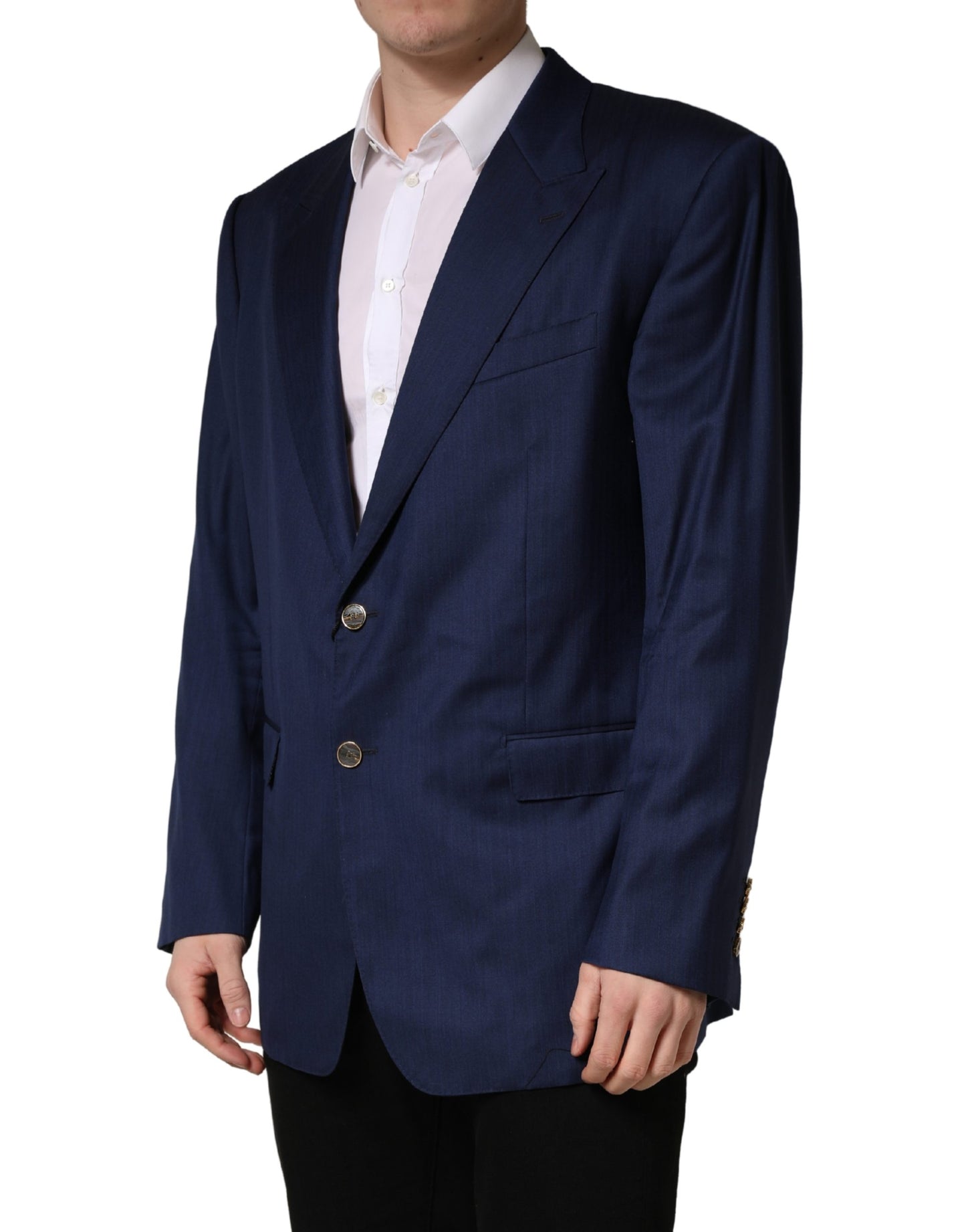 Dolce & Gabbana Blue Single Breasted 2 Button Suit Jacket Dolce & Gabbana