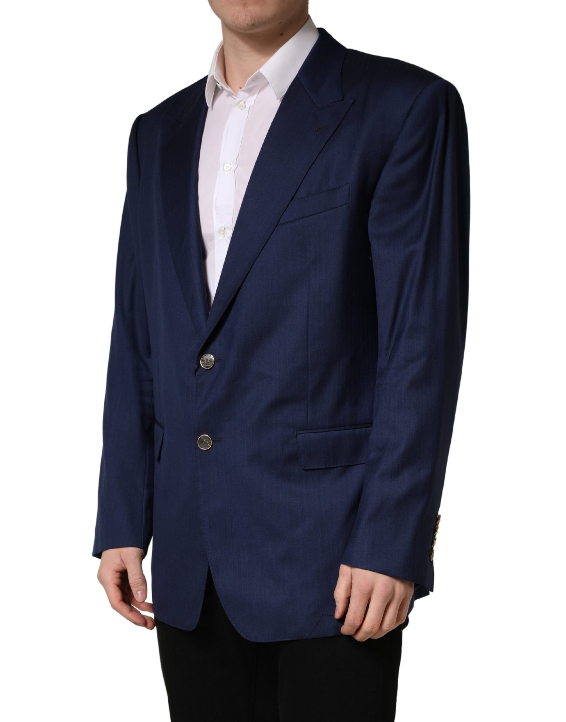 Dolce & Gabbana Blue Single Breasted 2 Button Suit Jacket Dolce & Gabbana