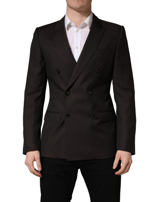 Dolce & Gabbana Dark Violet Wool Double Breasted Suit Jacket Dolce & Gabbana