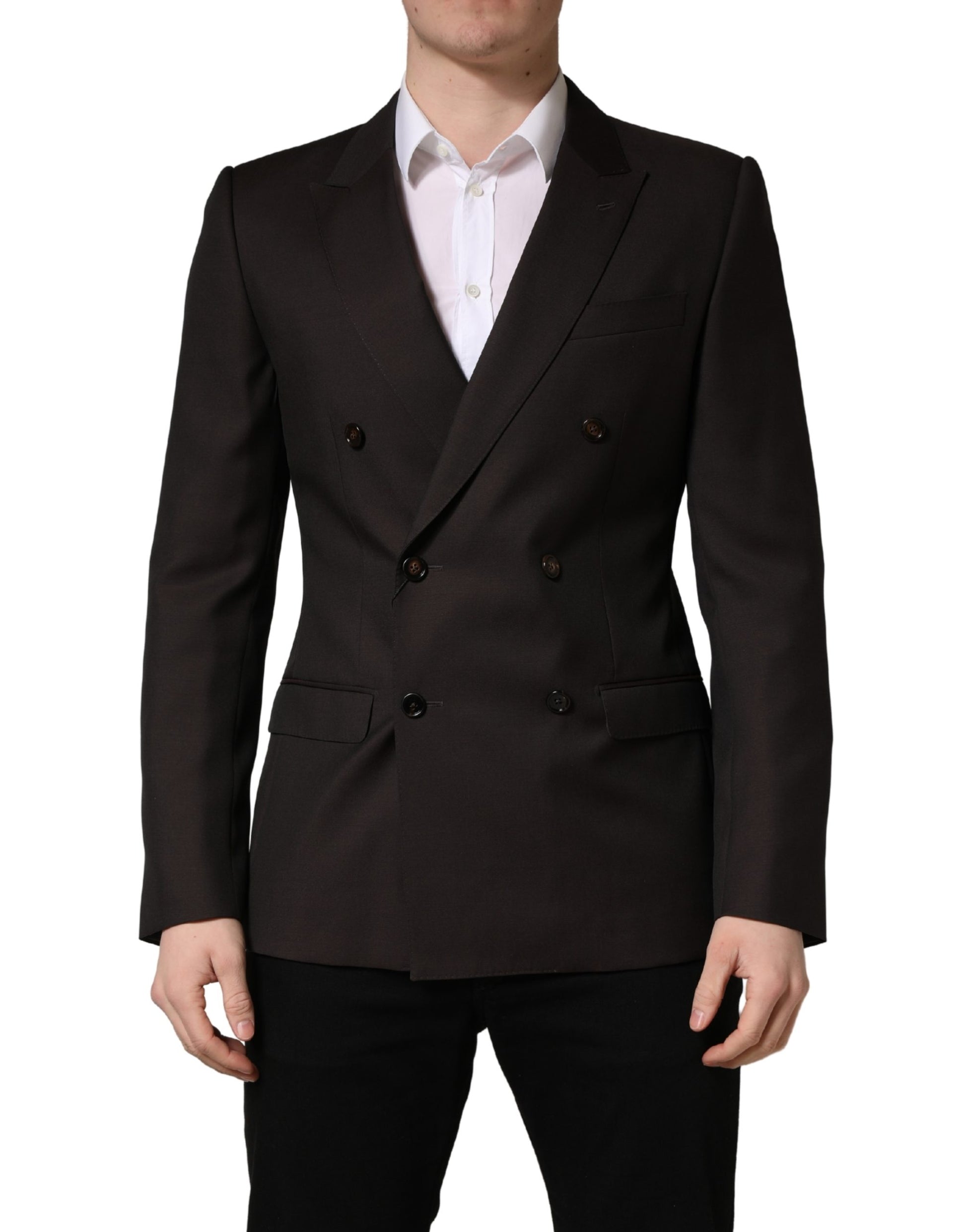 Dolce & Gabbana Dark Violet Wool Double Breasted Suit Jacket Dolce & Gabbana