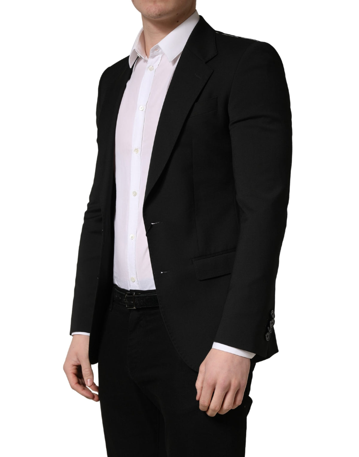 Dolce & Gabbana Black Polyester 2 Buttons Men Suit Jacket - Eljoys Fashion 