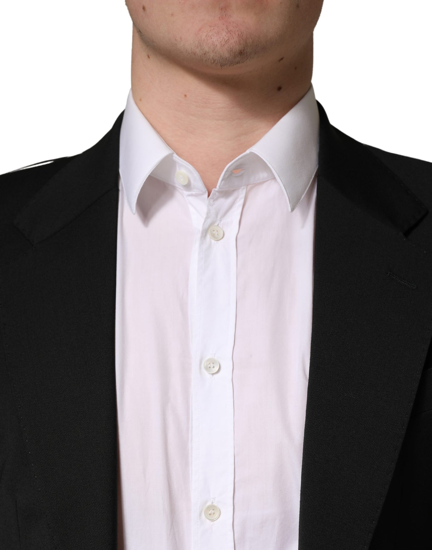 Dolce & Gabbana Black Polyester 2 Buttons Men Suit Jacket Dolce & Gabbana