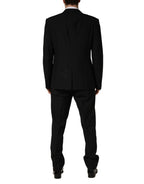 Dolce & Gabbana Black Wool Silk Saxophone Slim Fit 3Pc Suit