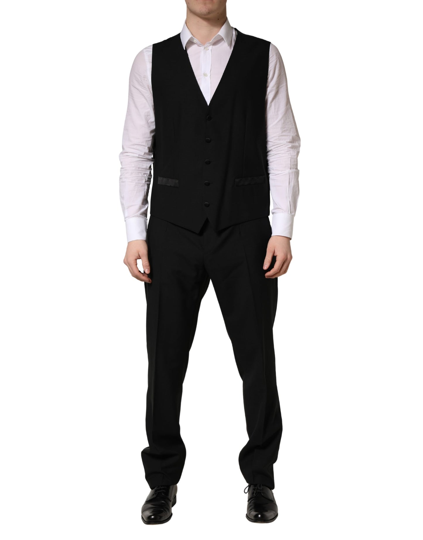 Dolce & Gabbana Black Wool Silk Saxophone Slim Fit 3Pc Suit Dolce & Gabbana
