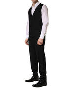Dolce & Gabbana Black Wool Silk Saxophone Slim Fit 3Pc Suit