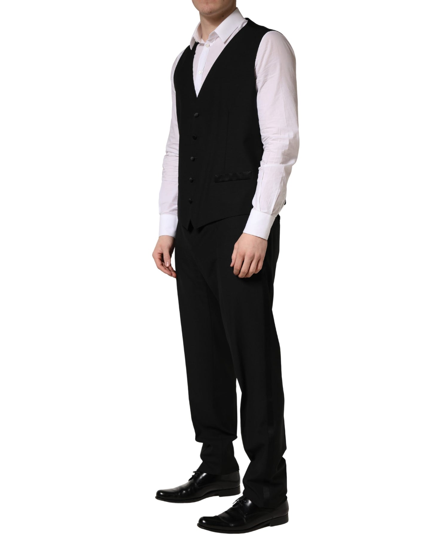 Dolce & Gabbana Black Wool Silk Saxophone Slim Fit 3Pc Suit Dolce & Gabbana