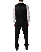 Dolce & Gabbana Black Wool Silk Saxophone Slim Fit 3Pc Suit