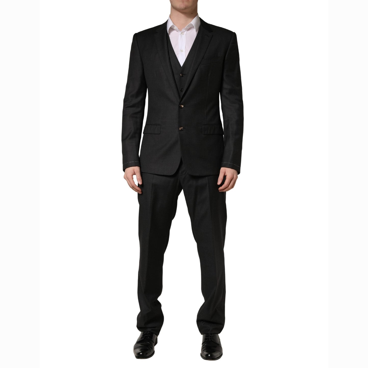 Dolce & Gabbana Black Wool Slim Fit Formal 3 Piece Men Suit Dolce & Gabbana