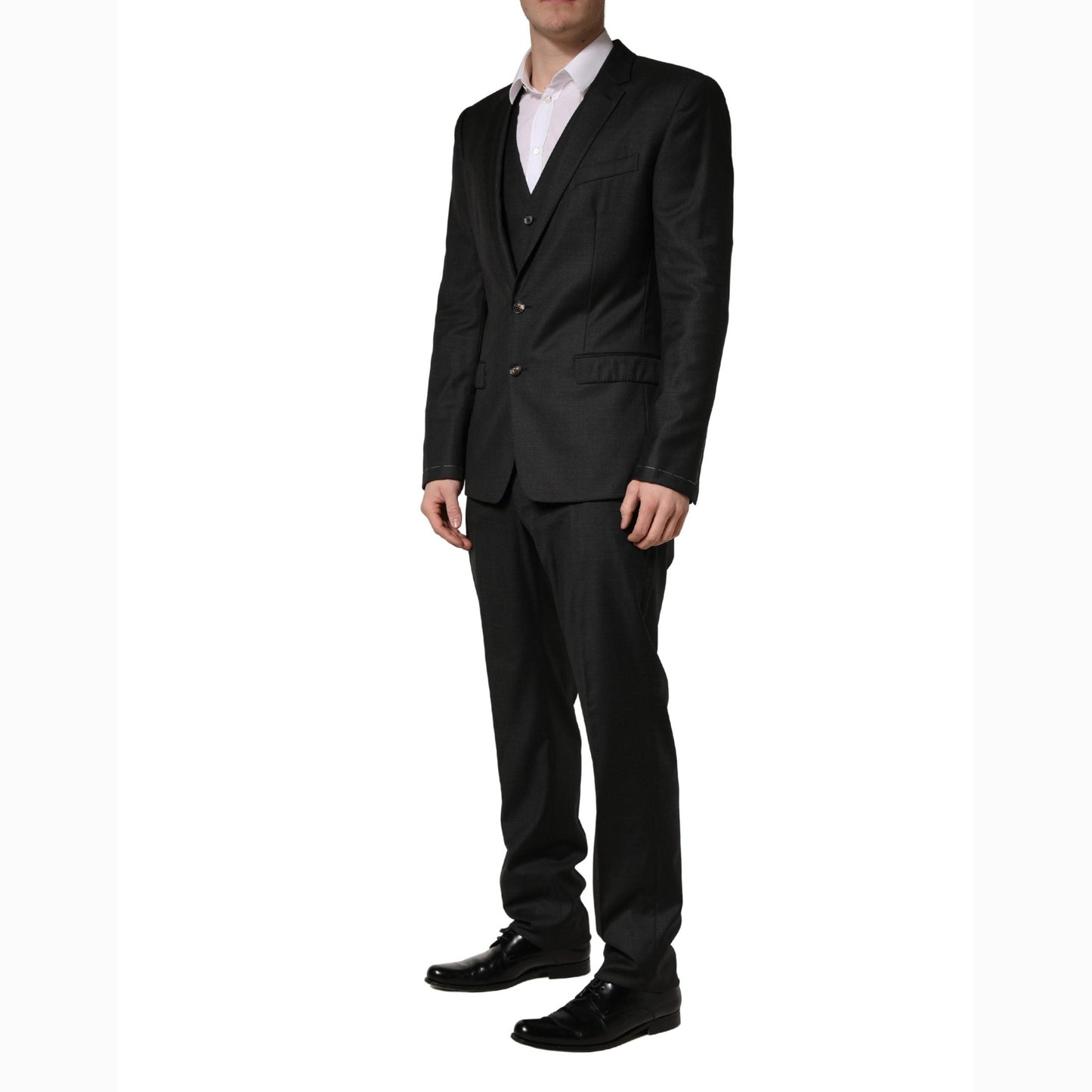 Dolce & Gabbana Black Wool Slim Fit Formal 3 Piece Men Suit Dolce & Gabbana