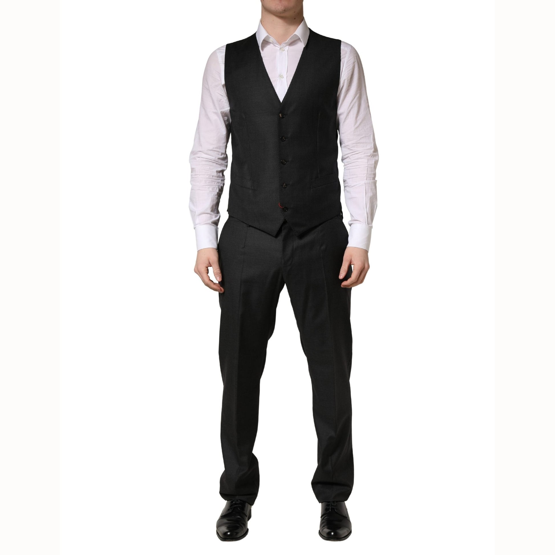 Dolce & Gabbana Black Wool Slim Fit Formal 3 Piece Men Suit Dolce & Gabbana