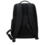 Piquadro black fabric backpack with multiple compartments, adjustable straps, and Piquadro logo on front, suitable for daily use.