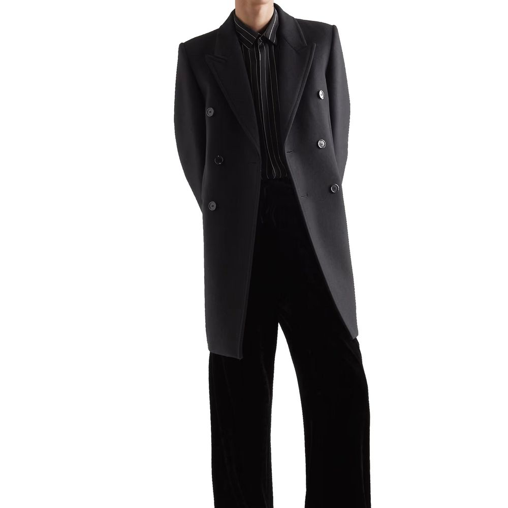 Saint Laurent Black Wool Coat Saint Laurent