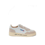 Autry white goatskin athletic sneakers with classic design and white laces, perfect for casual and sportwear.