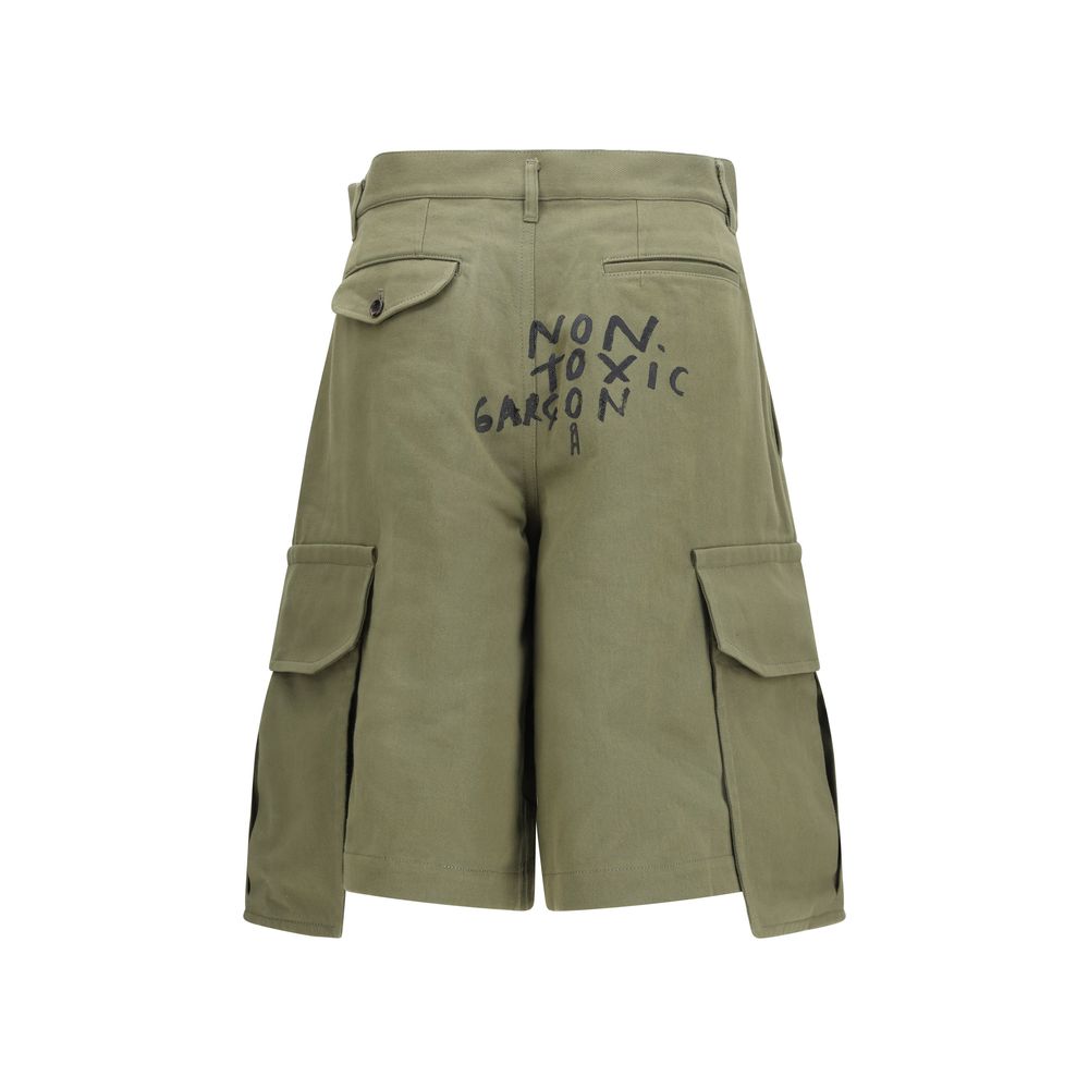 Comme Des Garçons Bicolor Cotton Bermuda Shorts