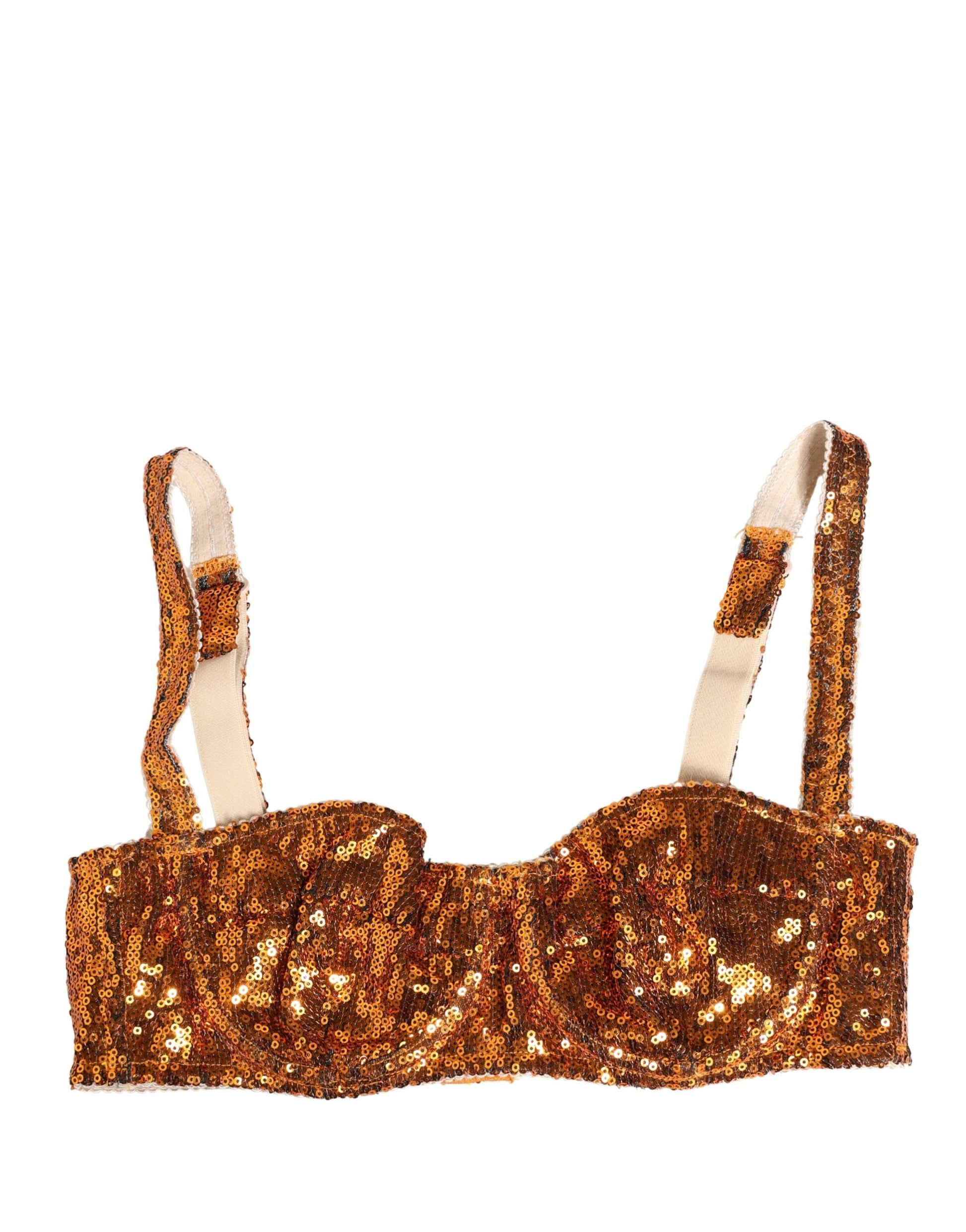 Dolce & Gabbana Gold Sequined Nyon Balconnet Bra Underwear Dolce & Gabbana
