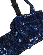 Dolce & Gabbana Blue Sequined Nyon Balconnet Bra Underwear - Eljoys Fashion 