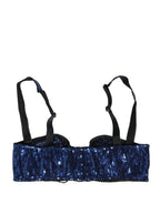 Dolce & Gabbana Blue Sequined Nyon Balconnet Bra Underwear - Eljoys Fashion 