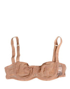 Dolce & Gabbana Beige Lace Mesh Underwire Balconnet Bra Underwear Dolce & Gabbana