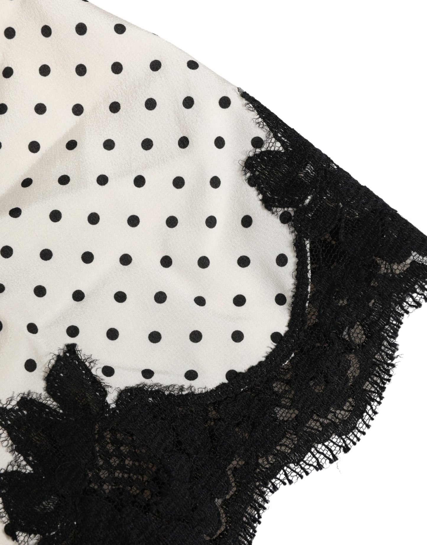 Dolce & Gabbana White Polka Dot Lace-Trimmed Camisole Top Underwear Dolce & Gabbana