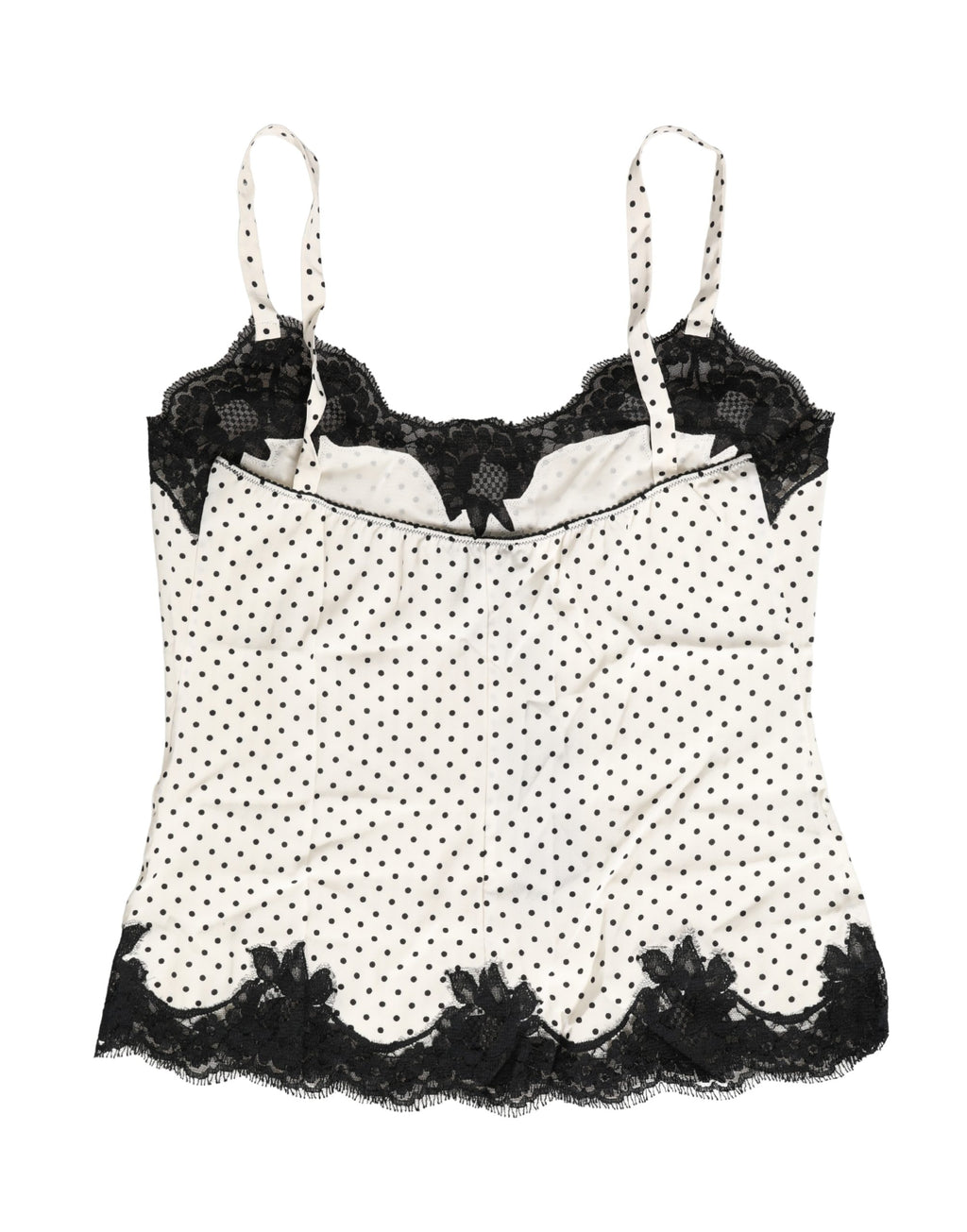 Dolce & Gabbana White Polka Dot Lace-Trimmed Camisole Top Underwear Dolce & Gabbana