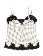 Dolce & Gabbana White Polka Dot Lace-Trimmed Camisole Top Underwear Dolce & Gabbana