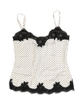 Dolce & Gabbana White Polka Dot Lace-Trimmed Camisole Top Underwear Dolce & Gabbana