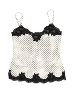Dolce & Gabbana White Polka Dot Lace-Trimmed Camisole Top Underwear Dolce & Gabbana