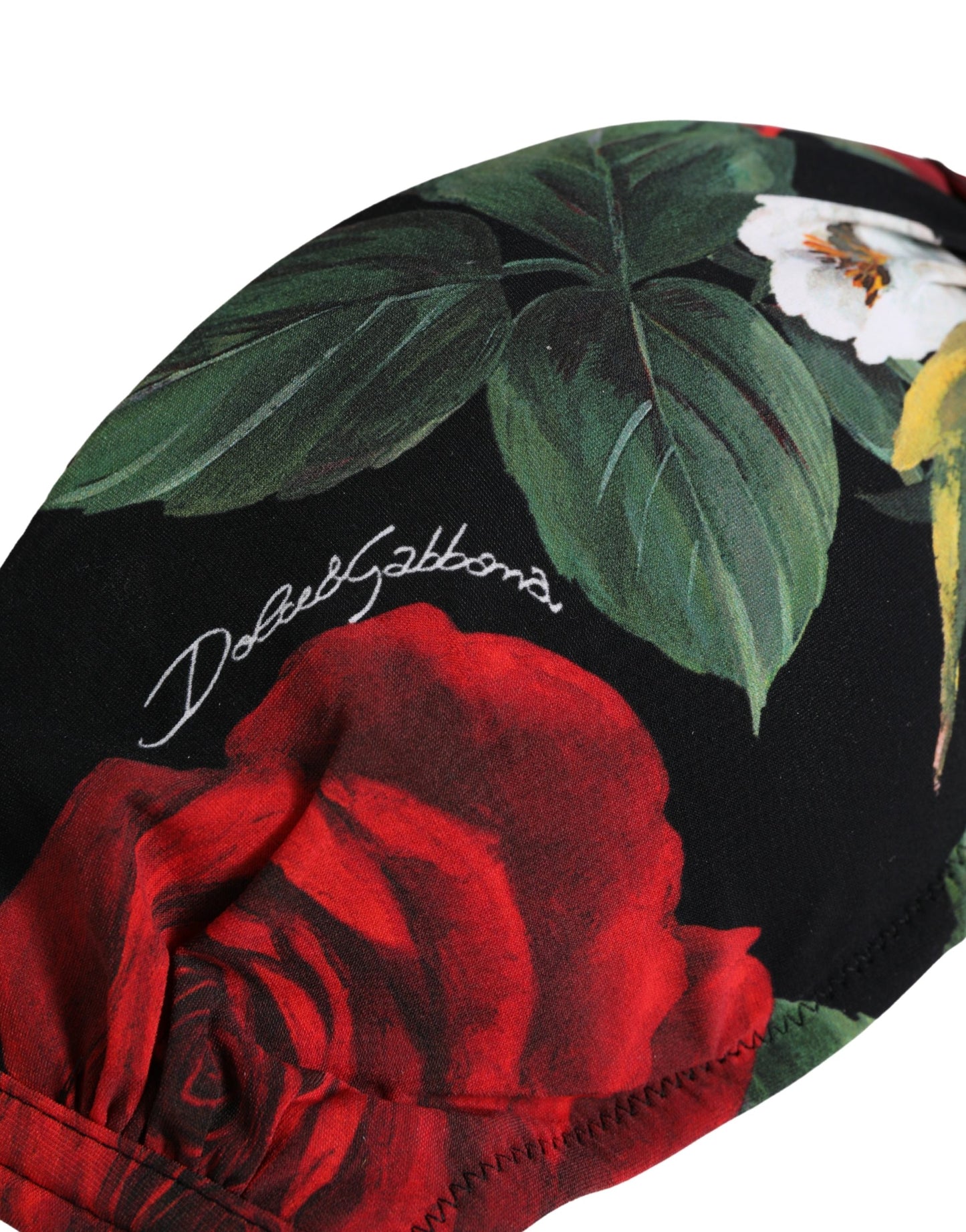Dolce & Gabbana Black Floral Padded Halter Bikini Top Swimwear Dolce & Gabbana