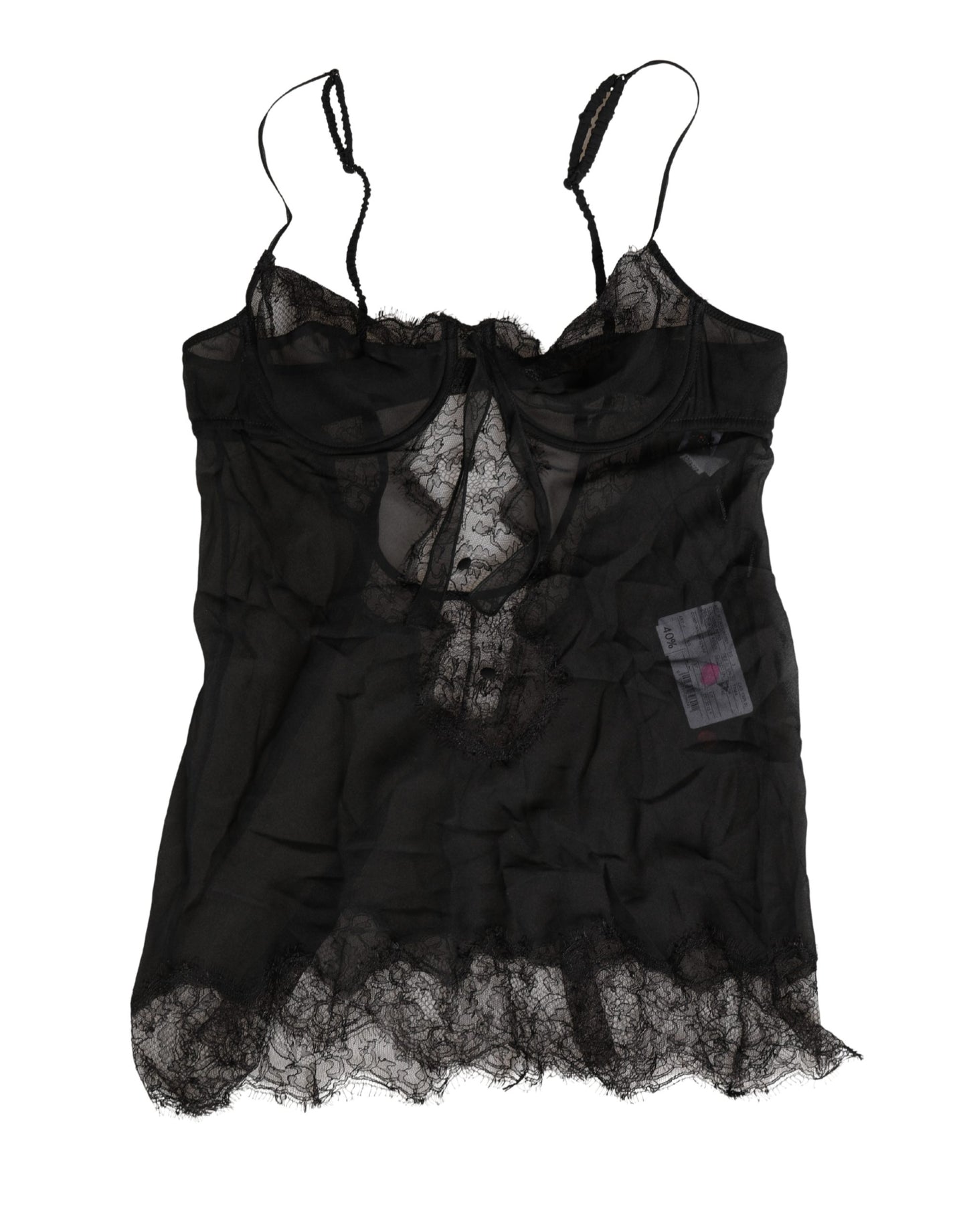 Dolce & Gabbana Black Silk Lace Lingerie Chemise Top Underwear Dolce & Gabbana