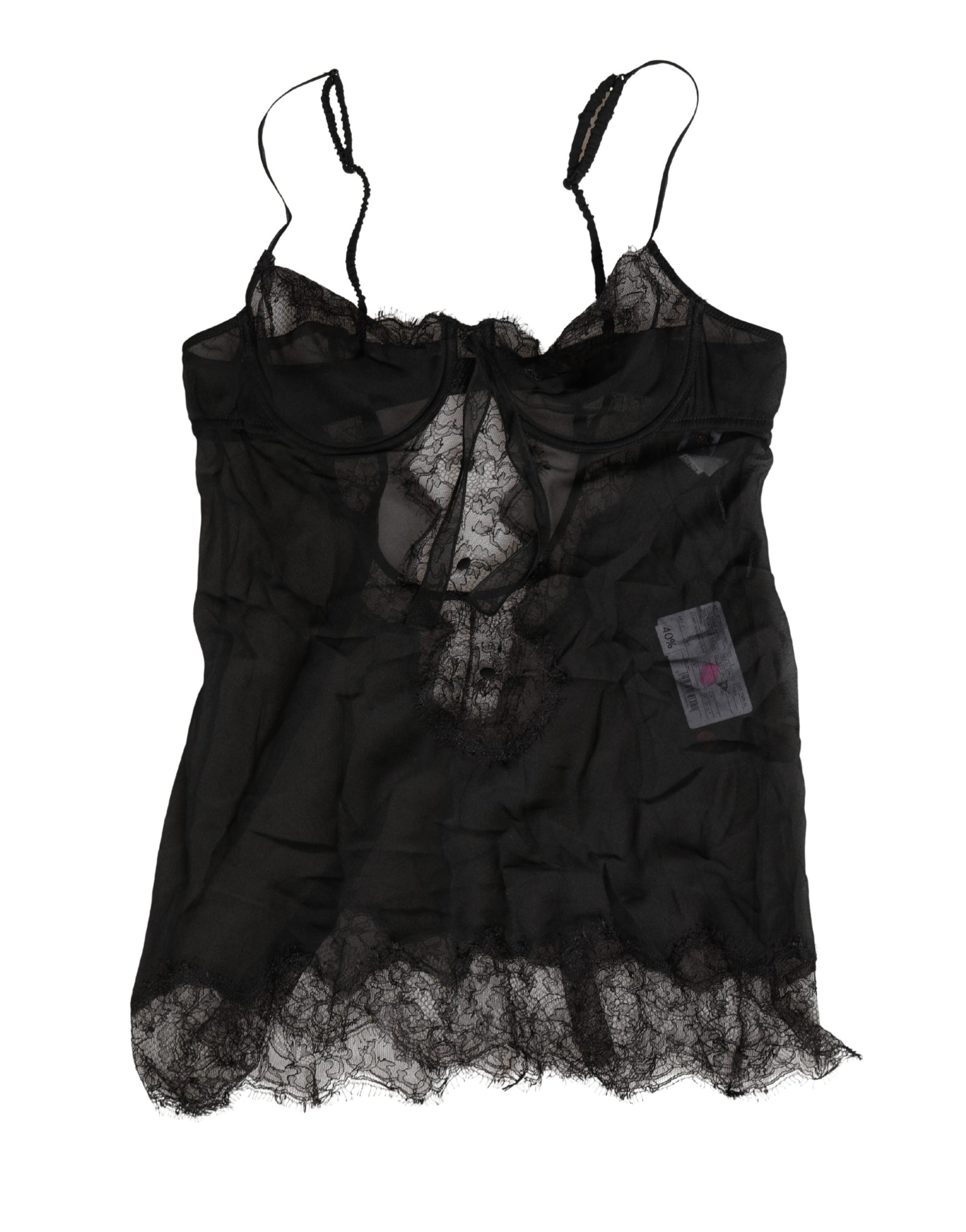 Dolce & Gabbana Black Silk Lace Lingerie Chemise Top Underwear Dolce & Gabbana