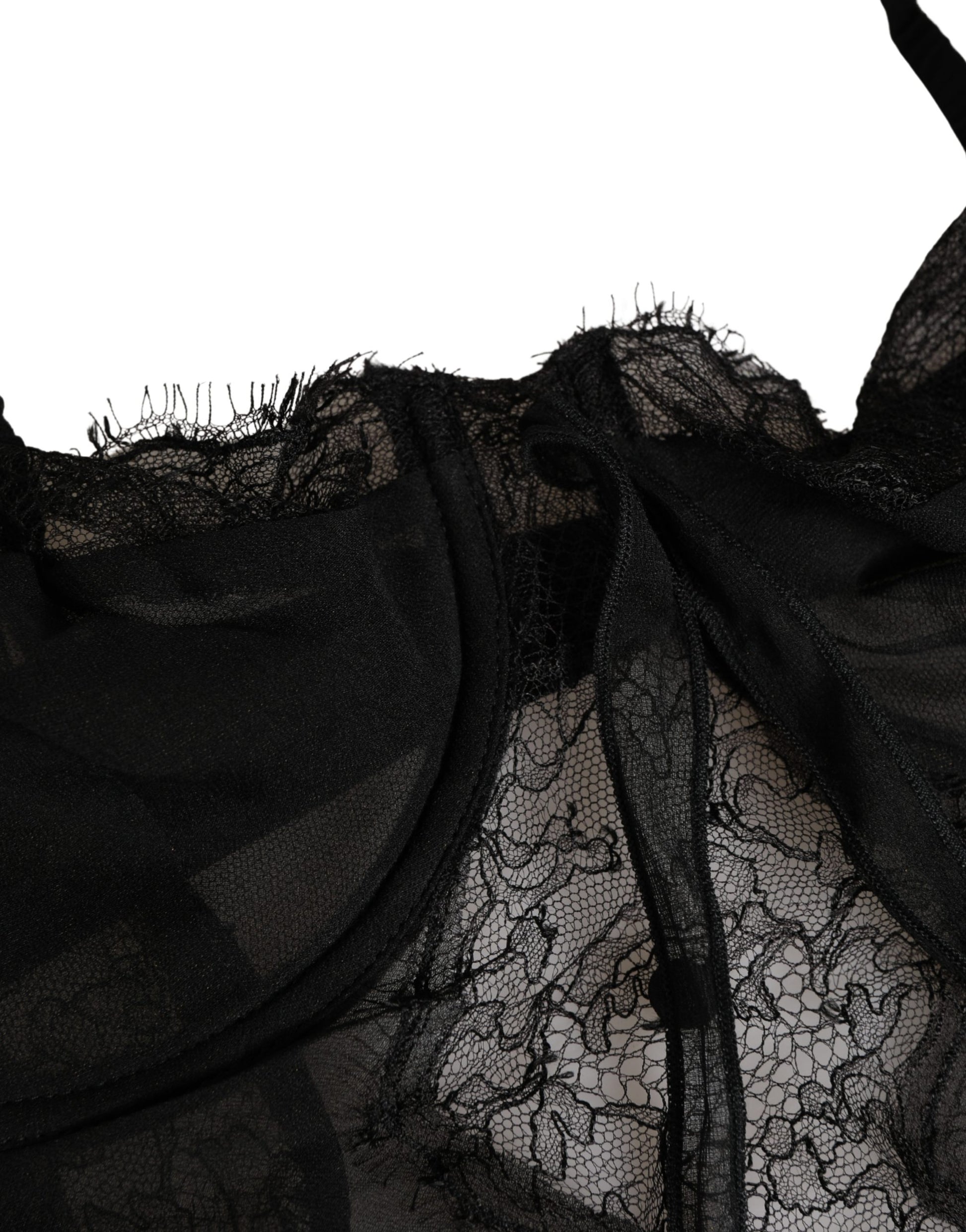 Dolce & Gabbana Black Silk Lace Lingerie Chemise Top Underwear Dolce & Gabbana