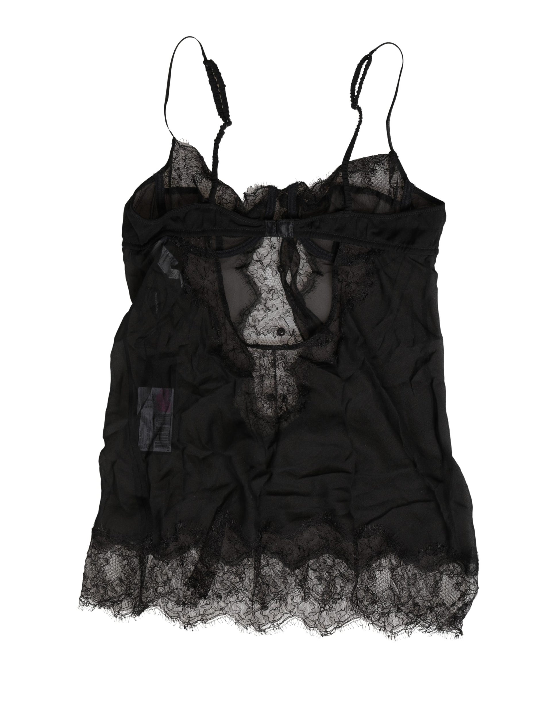 Dolce & Gabbana Black Silk Lace Lingerie Chemise Top Underwear Dolce & Gabbana