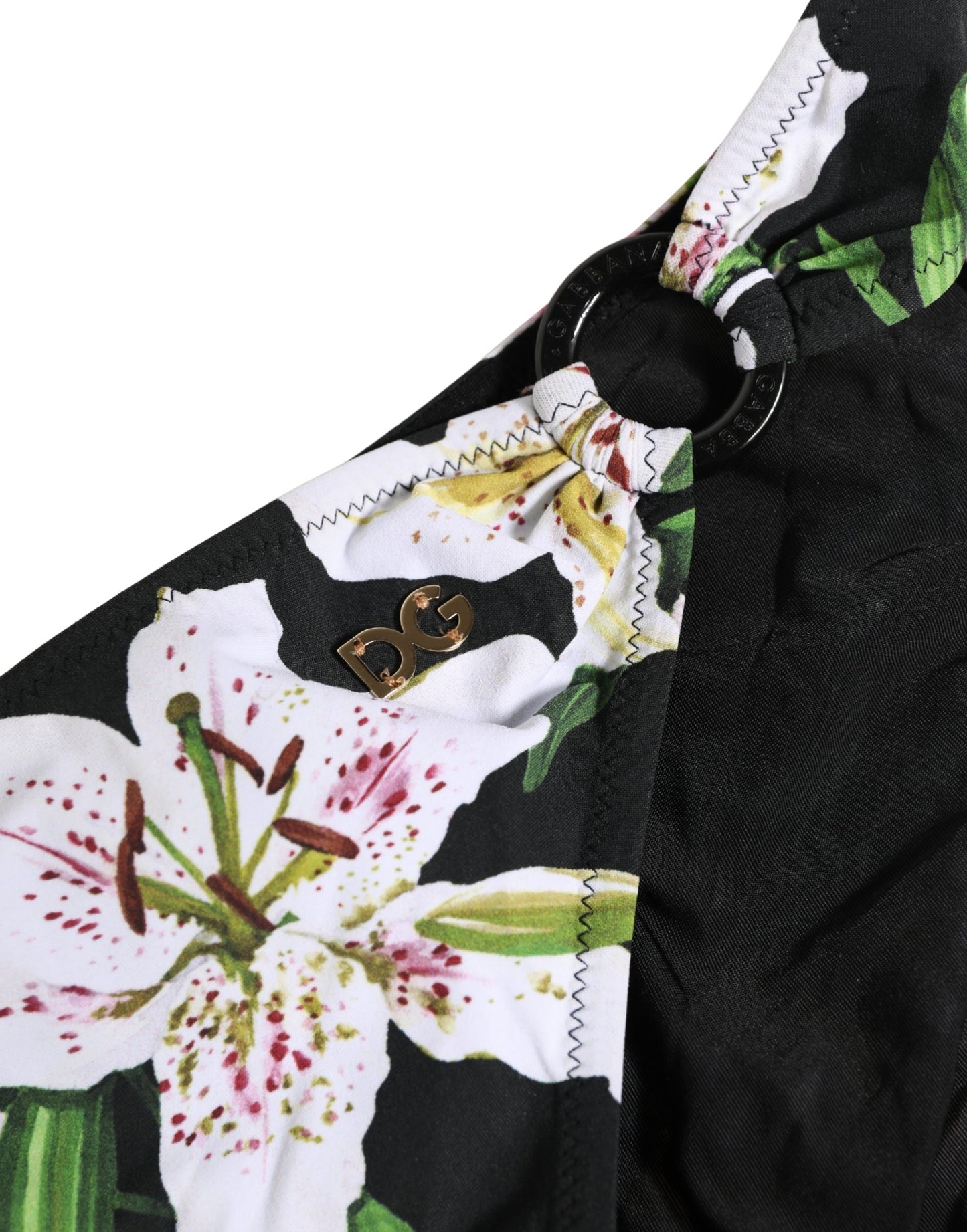 Dolce & Gabbana Black Lily Print Nylon Bottom Beachwear Swimwear Dolce & Gabbana