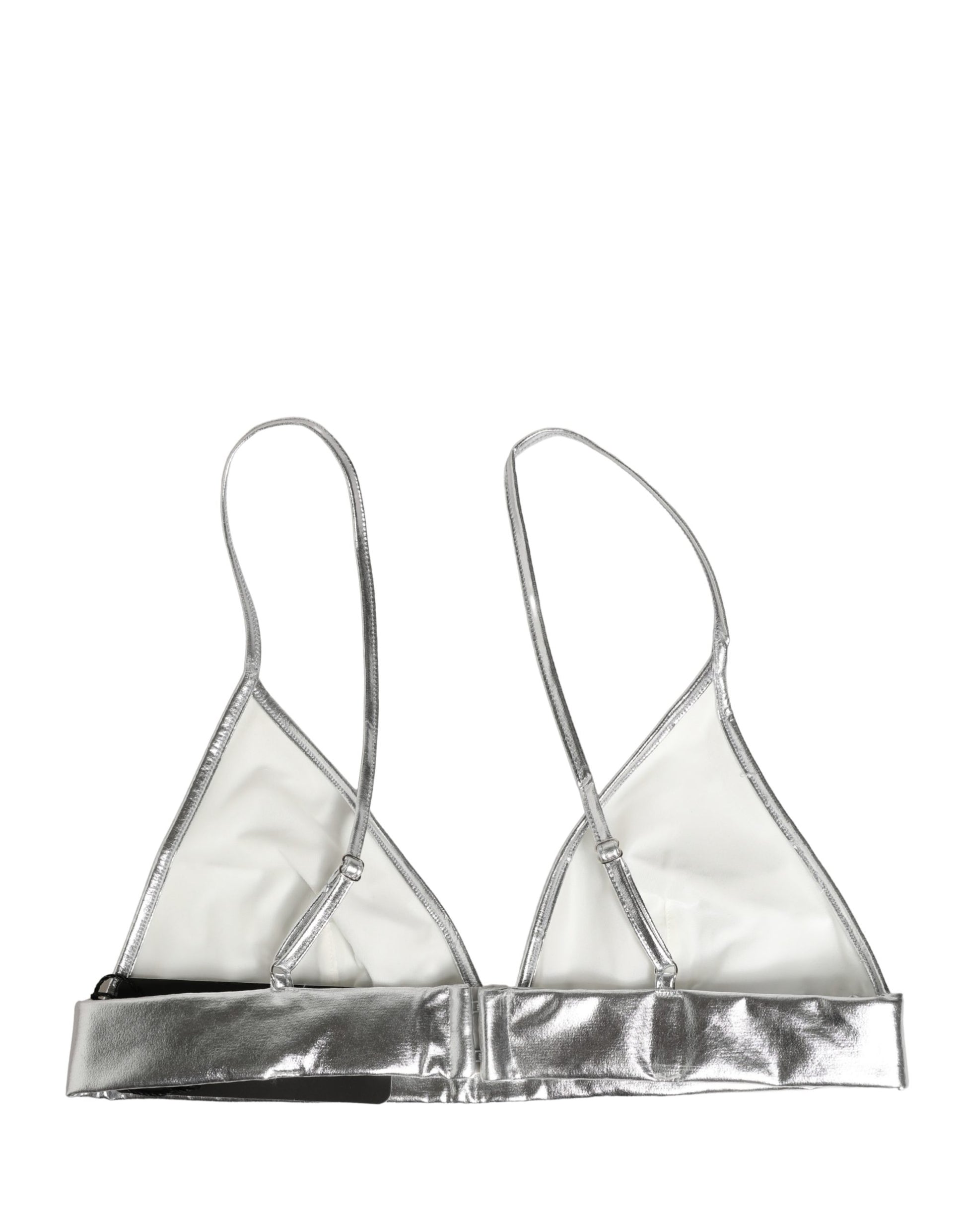 Dolce & Gabbana Metallic Silver Sleeveless Bustier Cropped Top Dolce & Gabbana
