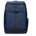Piquadro blue fabric backpack with adjustable straps, multiple compartments, and sleek design for everyday use.
