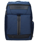 Piquadro blue fabric backpack with adjustable straps, multiple compartments, and sleek design for everyday use.