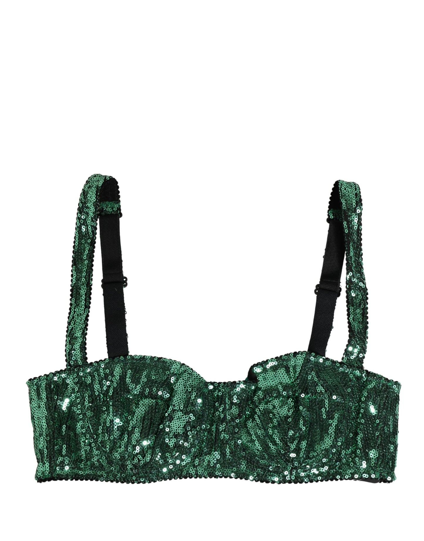 Dolce & Gabbana Green Sequined Nyon Balconnet Bra Underwear Dolce & Gabbana