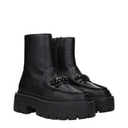 Black leather ankle boots by Jimmy Choo featuring sleek design and pointed toes, perfect for stylish everyday wear.