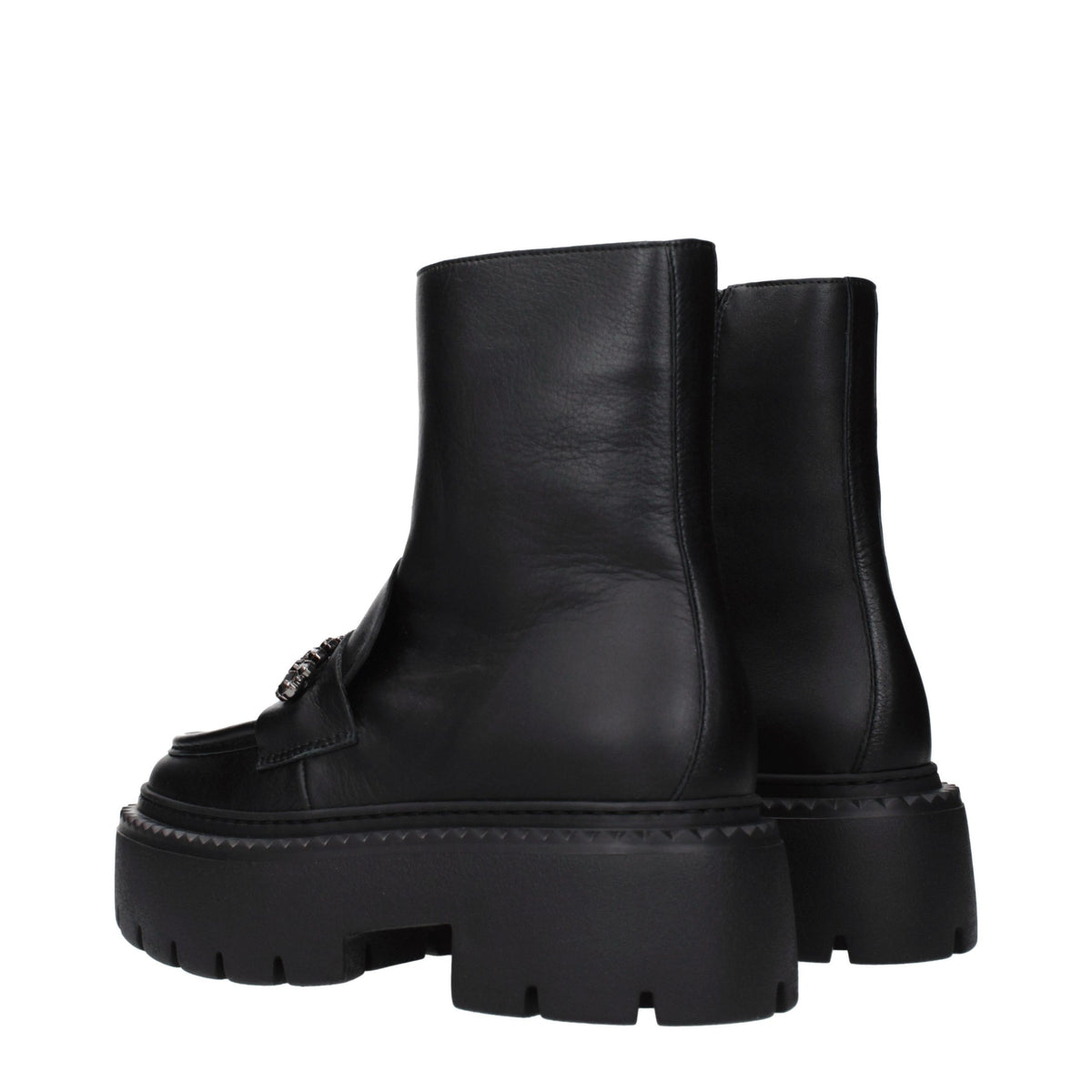 Jimmy Choo black leather ankle boots with sleek design and pointed toes, stylish footwear for women.