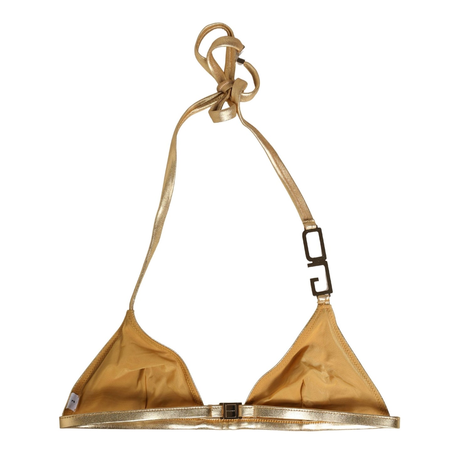 Dolce & Gabbana Gold-Tone Triangle Bikini Top DG Logo Swimwear Dolce & Gabbana