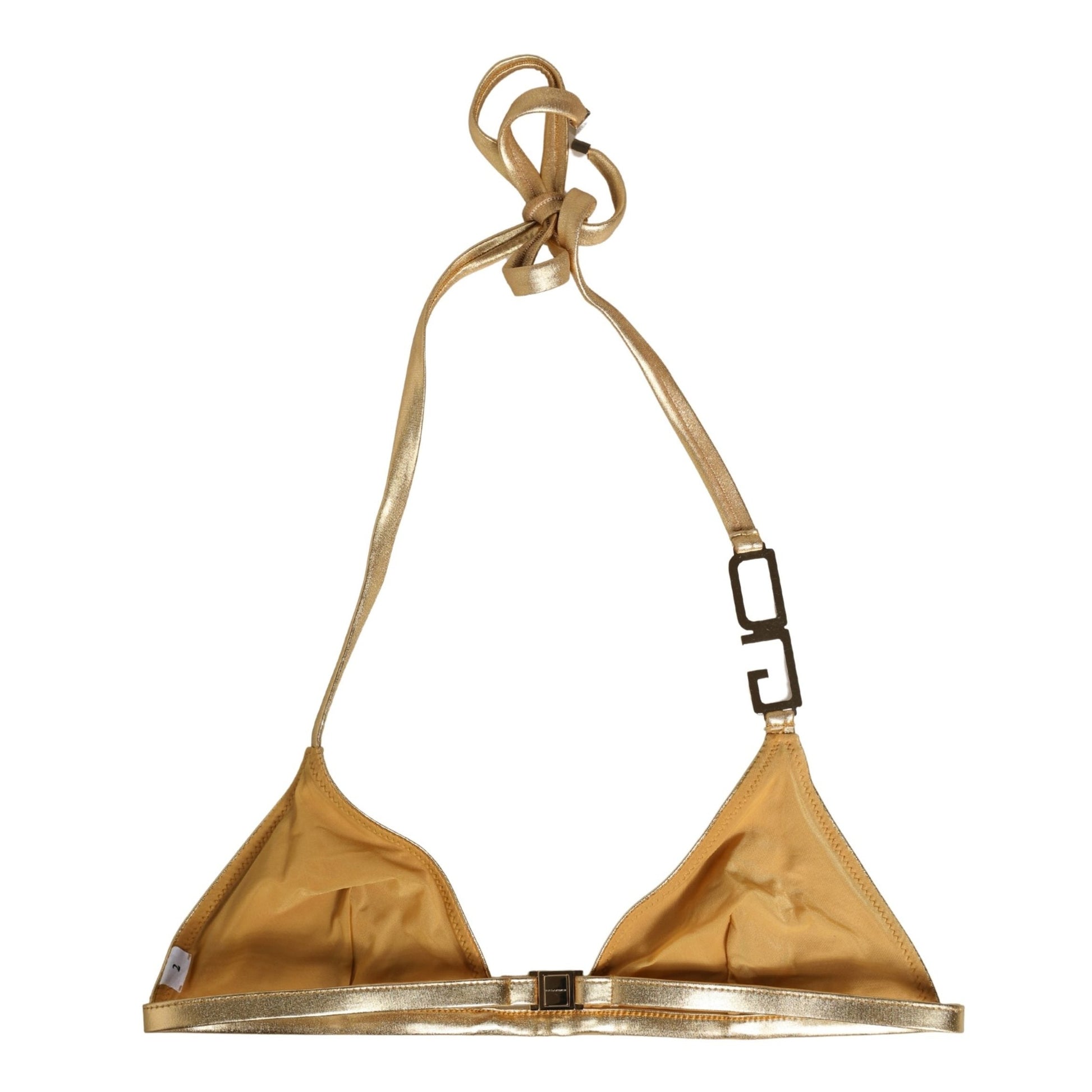 Dolce & Gabbana Gold-Tone Triangle Bikini Top DG Logo Swimwear Dolce & Gabbana