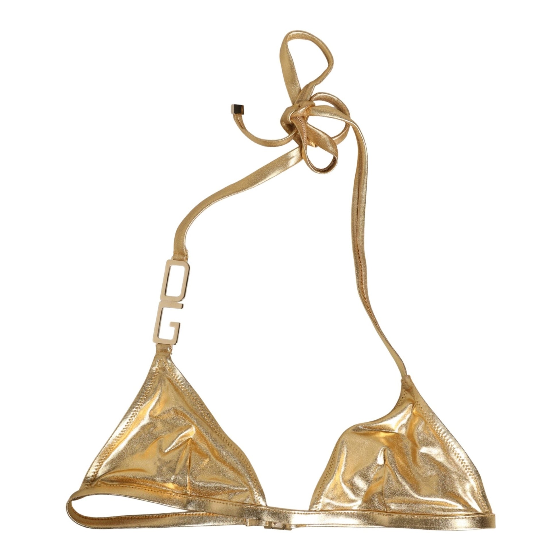 Dolce & Gabbana Gold-Tone Triangle Bikini Top DG Logo Swimwear Dolce & Gabbana