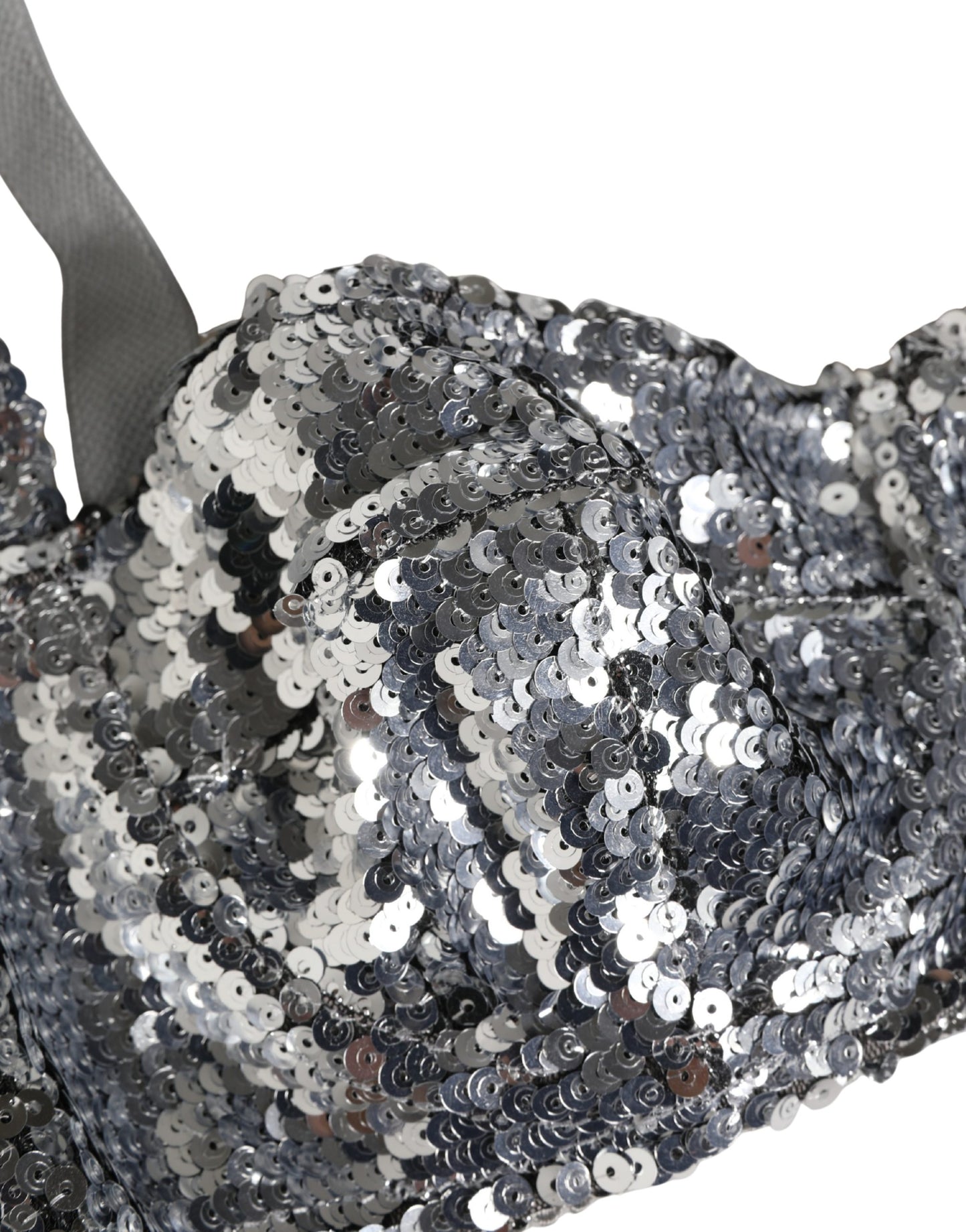 Dolce & Gabbana Silver Sequined Nyon Balconnet Bra Underwear Dolce & Gabbana
