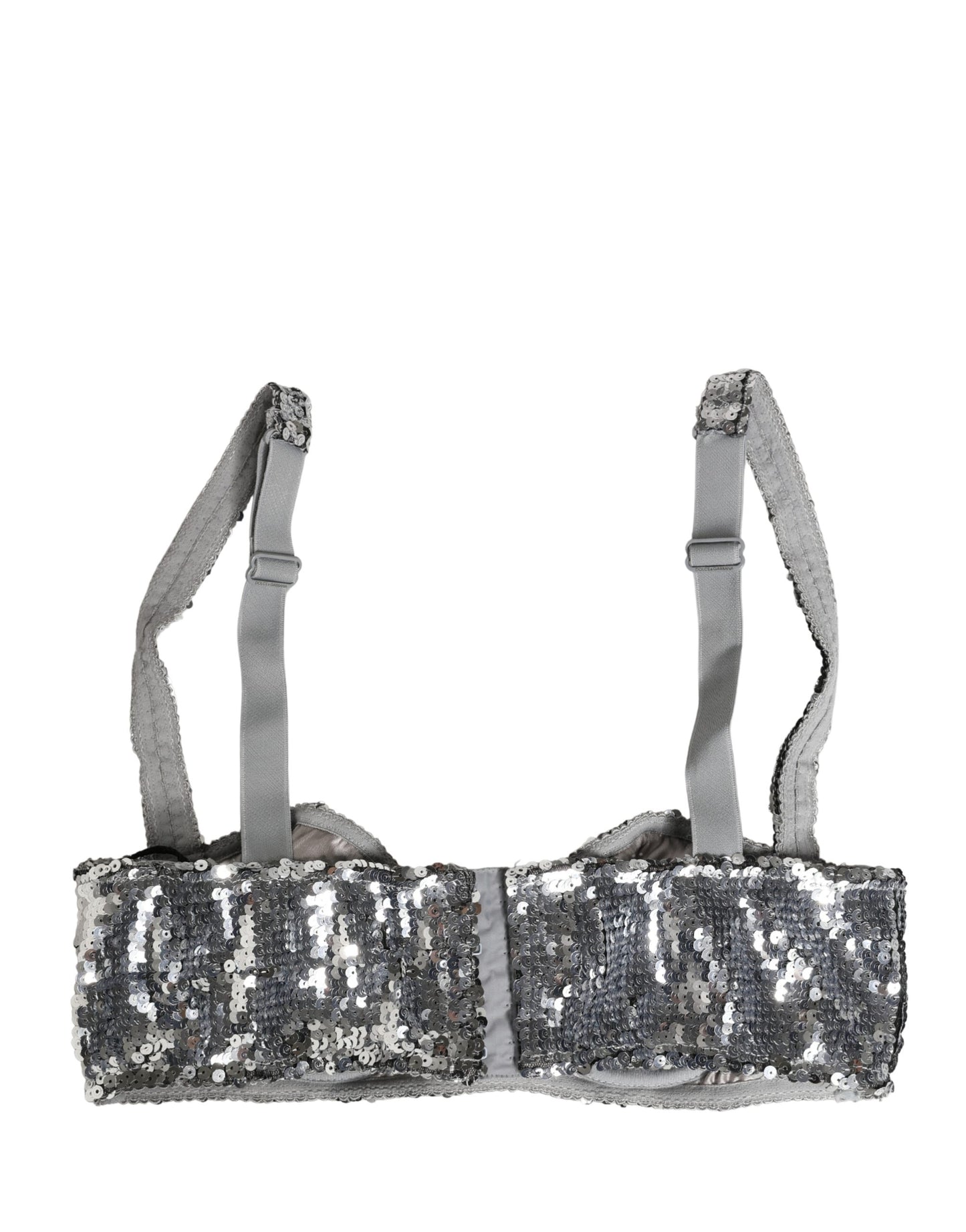 Dolce & Gabbana Silver Sequined Nyon Balconnet Bra Underwear Dolce & Gabbana