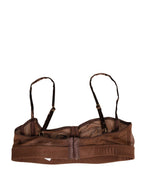 Dolce & Gabbana Brown DG Logo Nylon Mesh Balconette Bra Underwear - Eljoys Fashion 